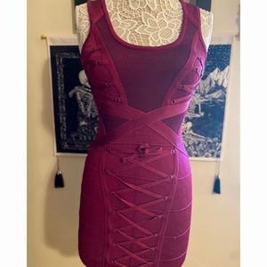 Sexy Pink Bebe Corset Bodycon Dress
